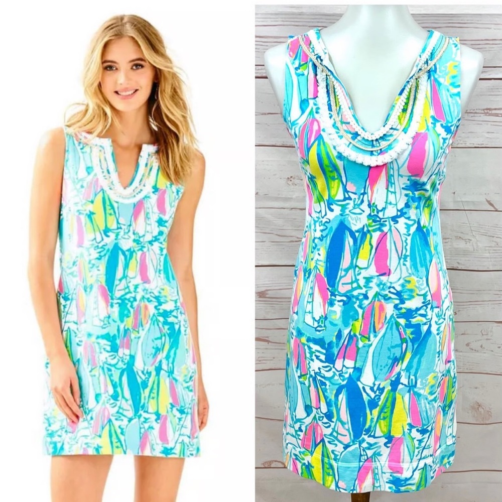 Lilly Pulitzer Harper Shift Dress with Detailed Neckline